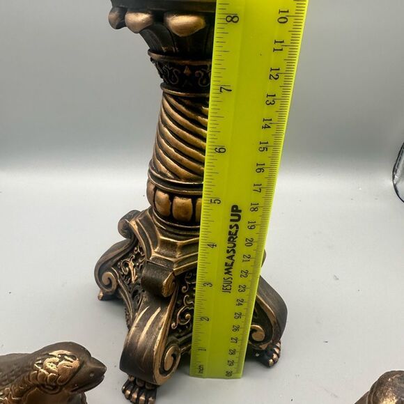 Primitive candlestick with lace dollie, 2 ceramic quail decor - Picture 11 of 15